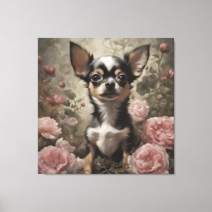 Toile Portraits de races de chiens de fleurs 9