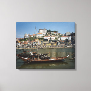 Toile Portugal, Porto, Bateau avec tonneaux de vin