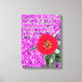 Toile Posez votre charge Bible Verse Art Flower Christia