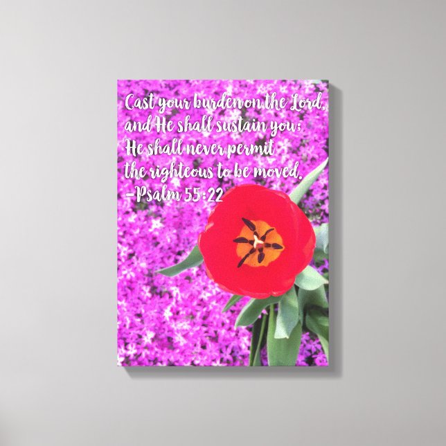 Toile Posez votre charge Bible Verse Art Flower Christia (Recto)