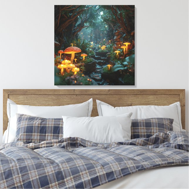 Toile Poster de champignons mystiques - Décor de forêt d (Insitu(Chambre))