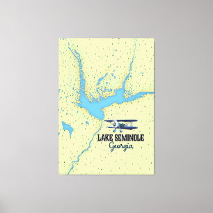 Toile Poster de la carte du lac Seminole Georgia