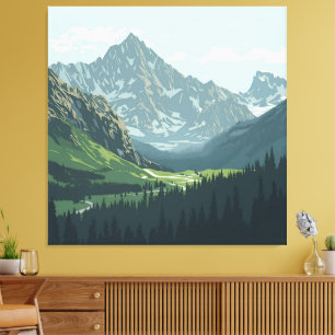 Toile Poster de la Vallée des Alpes - Tranquille Vue Mon