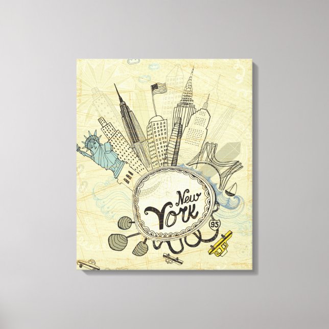 Toile Poster de New York Doodle (Recto)
