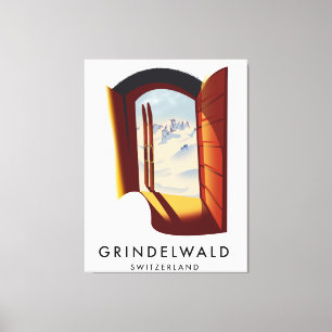 Toile poster de ski Grindelwald Suisse