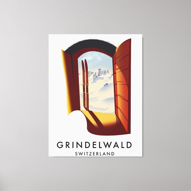 Toile poster de ski Grindelwald Suisse (Recto)