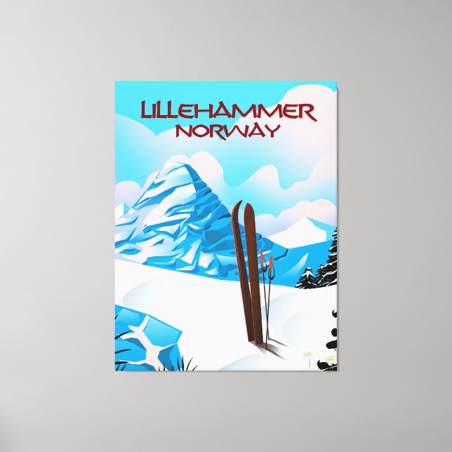 Toile Poster de ski Lillehammer Norvège. (Recto)