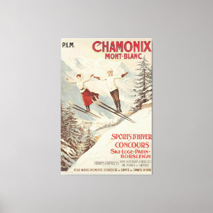 Toile Poster de ski Vintage de Chamonix Mont Blanc