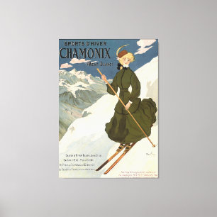 Toile Poster de ski Vintage de Chamonix Mont Blanc