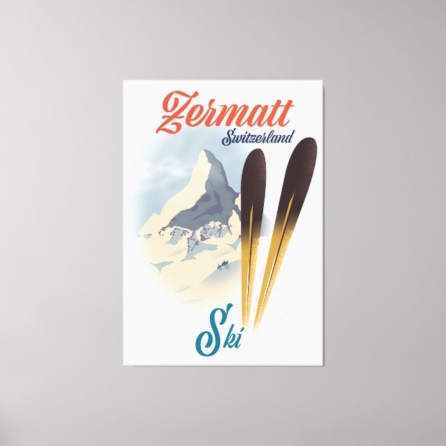 Toile poster de ski vintage Zermatt Suisse (Recto)