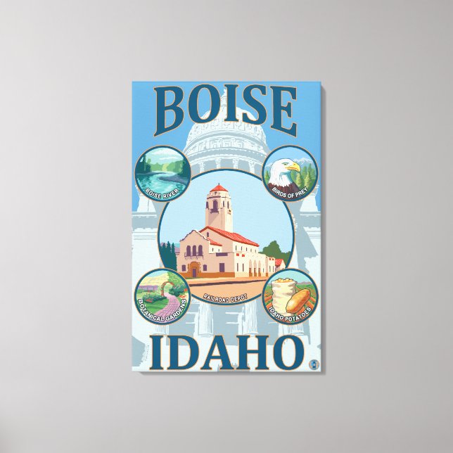 Toile Poster de voyage de Boise, IdahoScenic (Recto)