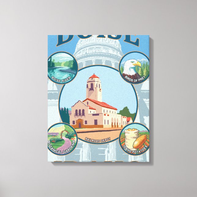 Toile Poster de voyage de Boise, IdahoScenic (Recto)