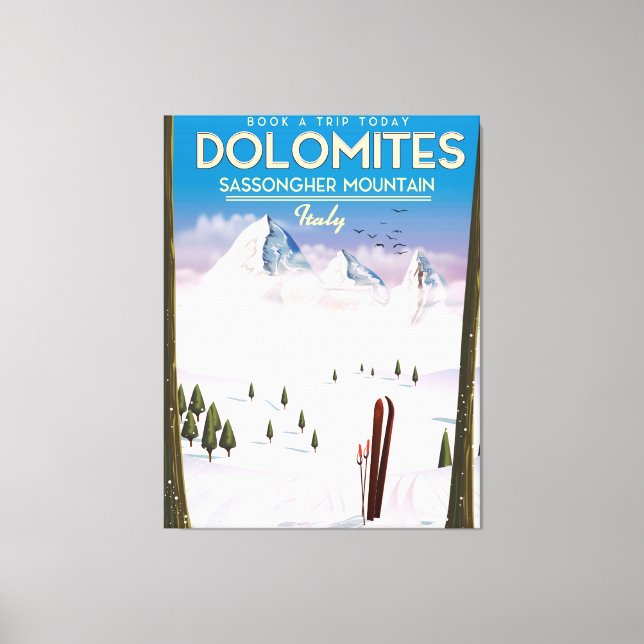 Toile poster de voyage Dolomites Sassongher Mountain Ita (Recto)
