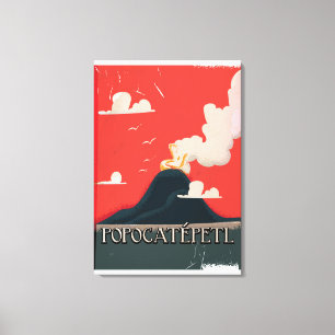 Toile Poster de voyage du volcan Popocatépetl