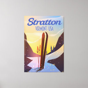 Toile poster de voyage ski Stratton Vermont