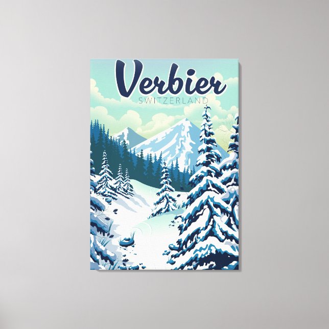 Toile Poster de voyage Verbier Suisse (Recto)