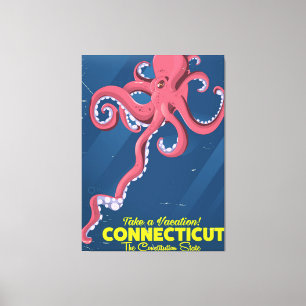 Toile Poster de voyage vintage Connecticut USA Octopus