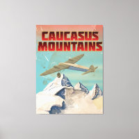 poster de voyage vintage des montagnes du Caucase