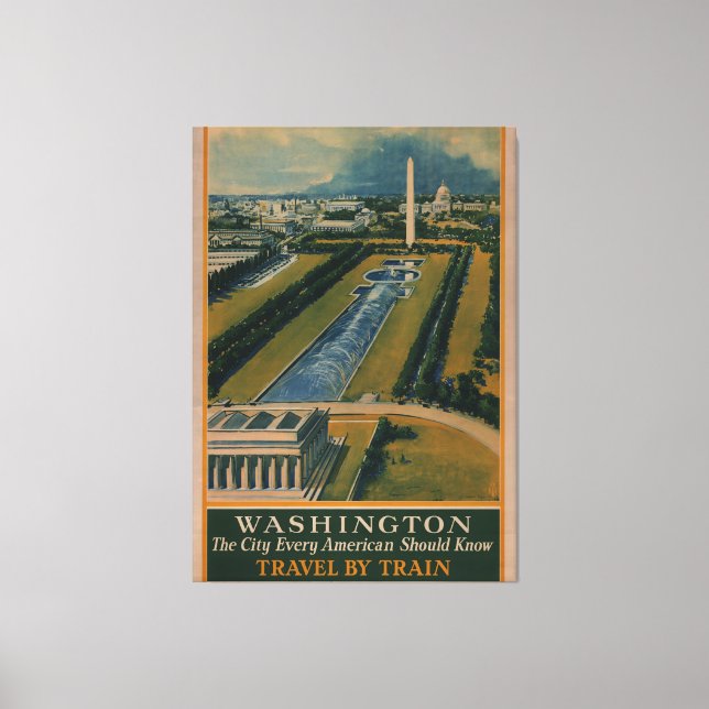 Toile Poster de voyage vintage Washington DC (Recto)