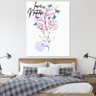 Toile Poster d'illustration florale minimaliste du mur d