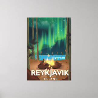 Toile Poster du Vintage voyage du camping Reykjavik