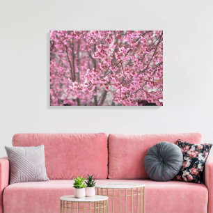 Toile Poster en fleurs de cerisiers japonais rose