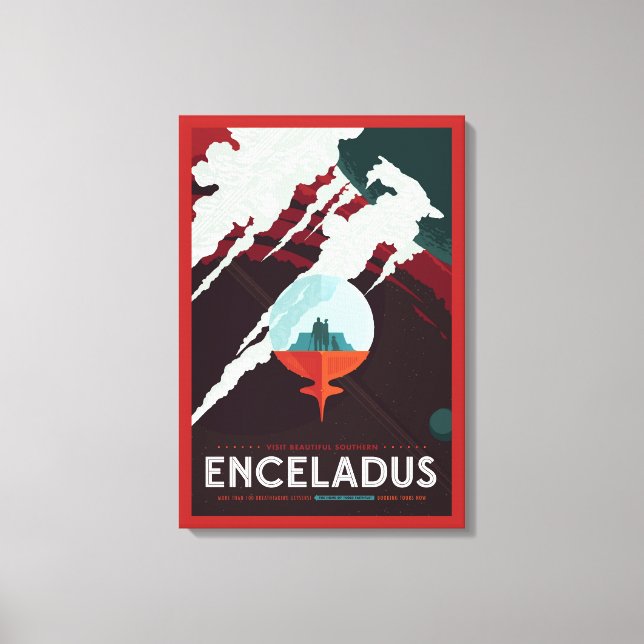 Toile Poster Espace Rétro Mission Cassini À Saturne (Recto)