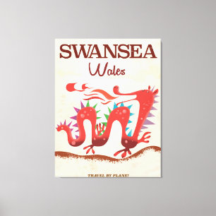 Toile Poster Swansea Wales Dragon