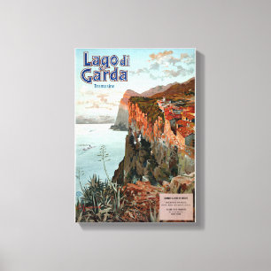 Toile Poster vintage du lac de Garde Lago di Garda