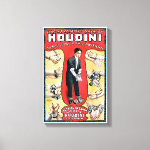 Toile Poster vintage Houdini 1909 restauré