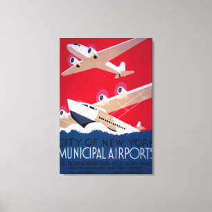 Toile Poster vintage municipal d'aéroport de New York