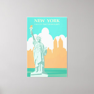 Toile Poster vintage New York City Lady Liberty