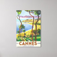 Poster Vintage voyage Cannes Côte d'Azur