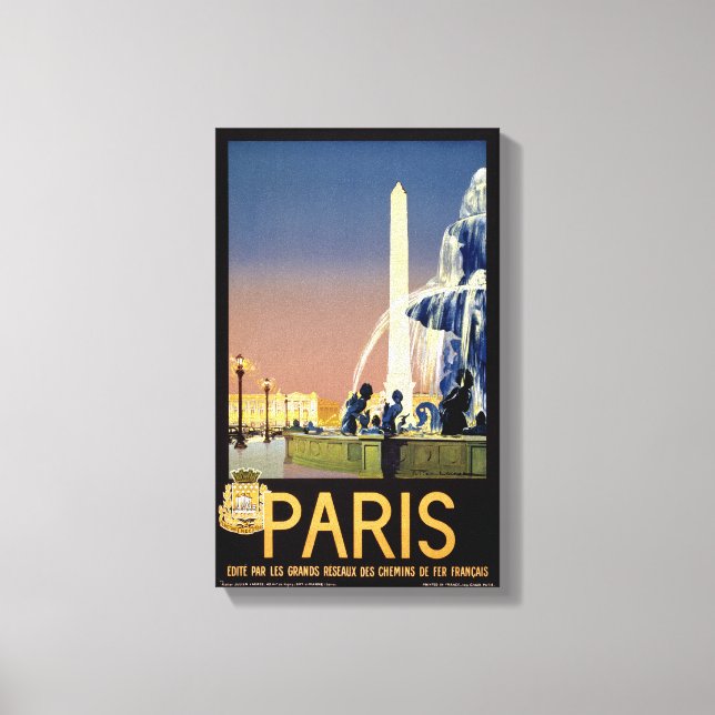 Toile Poster Vintage voyage de Paris restauré (Recto)