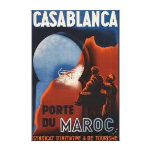 Toile Poster Vintage voyage du Maroc Casablanca