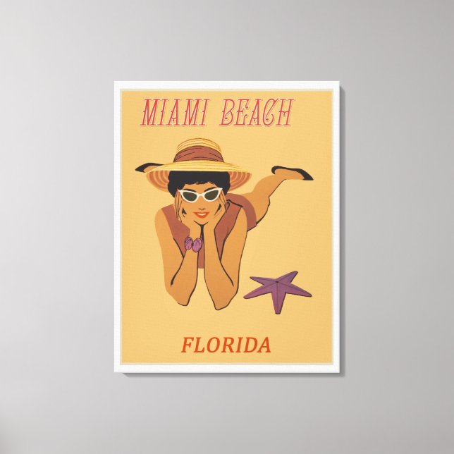 Toile Poster Vintage voyage Miami Beach, Floride (Recto)