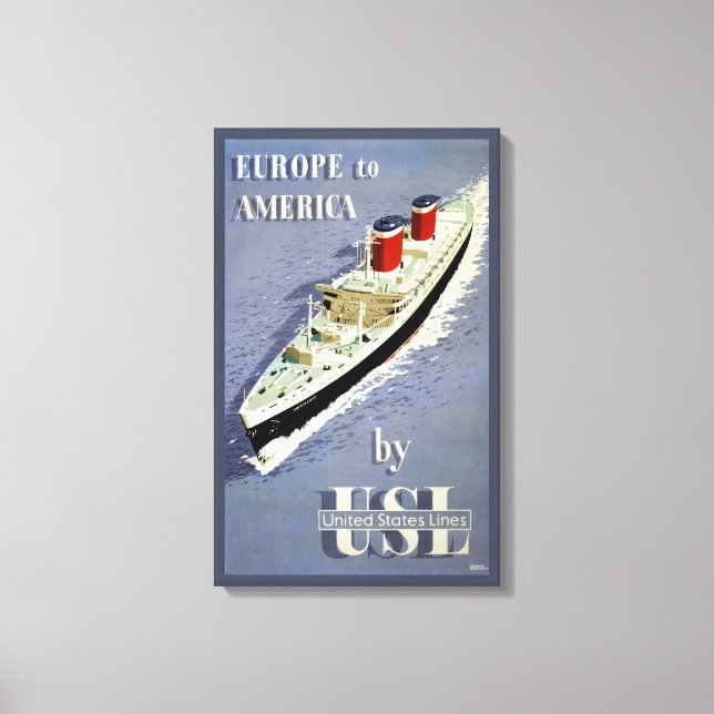 Toile Poster Vintage voyage Pour United States Lines (Recto)