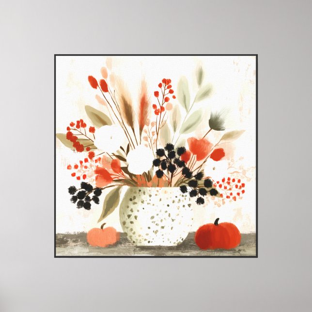 Toile Pot de fleurs d'automne et Pot tacheté de rouille (Recto)