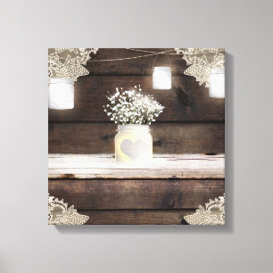 Toile Pots Mason en bois rustique avec dentelle et baby'