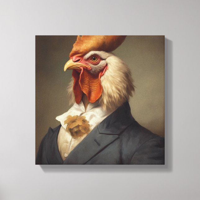 Toile Poulet en costume | Art animal | Animal en costume (Recto)