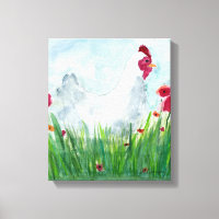 Poulets et fleurs rustiques