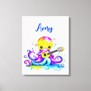 Toile Poulpe de dessin animé personnalisé jouant de la g