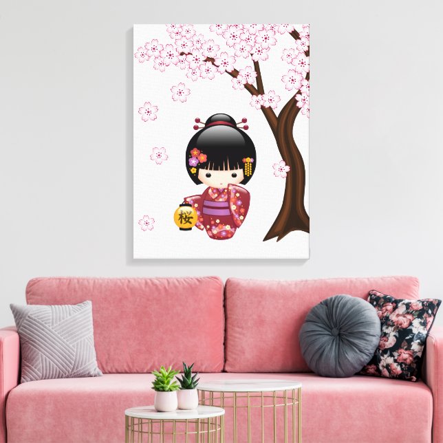 Toile Poupée Sakura Kokeshi - jolie fille japonaise Geis (Insitu(Salon))