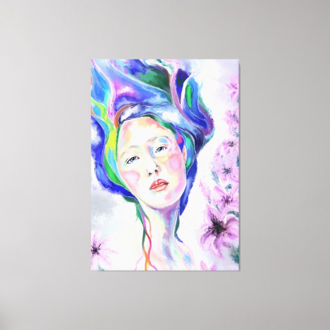 Toile pour femme et lys Imprimer - Peinture (Recto)