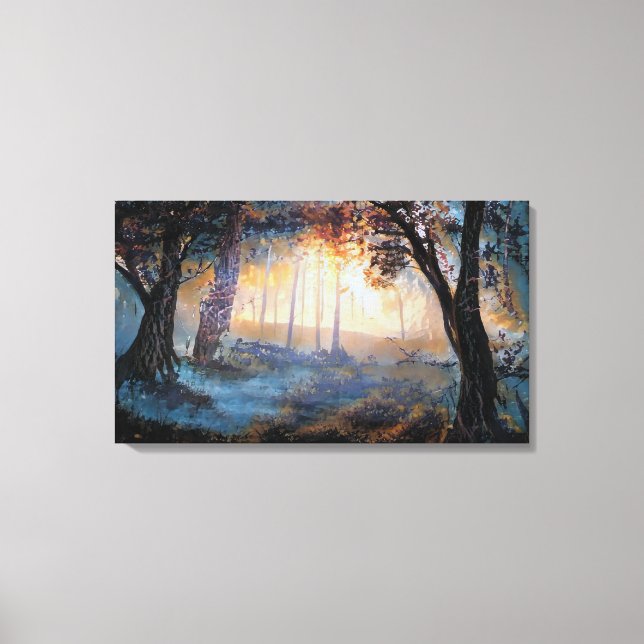 Toile Poussin rayonnant dans la forêt (Recto)