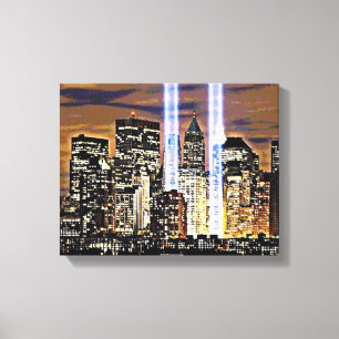 Toile Poutres lumineuses des tours jumelles New York