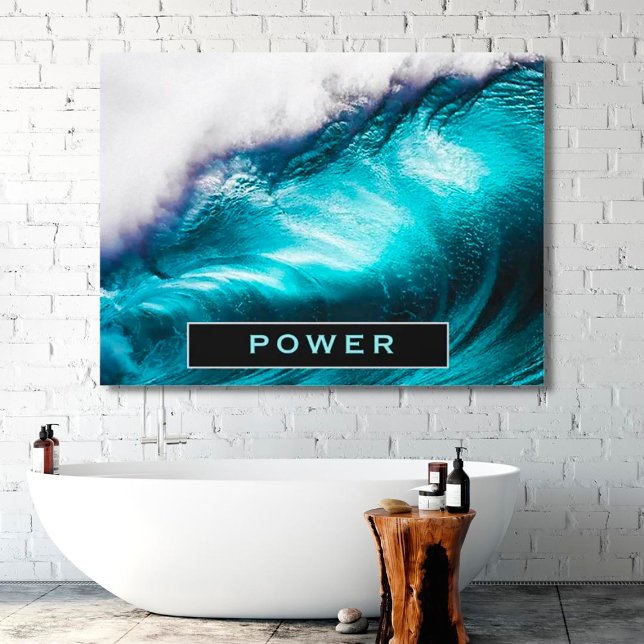Toile Power Inspirational Word Ocean Wave Photographie (Créateur téléchargé)