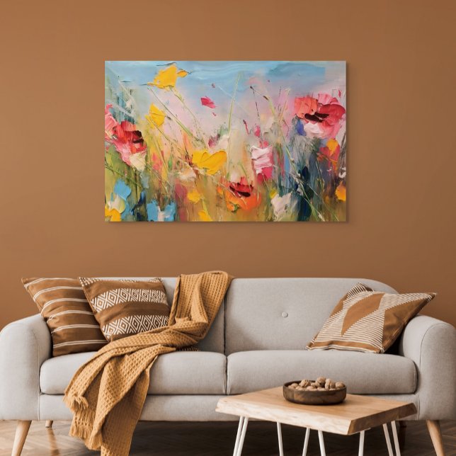 Toile Prairie d'été – Fleurs sauvages abstraites express (Summer Meadow – Expressive Abstract Wildflowers)