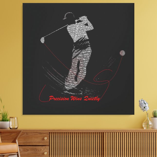 Toile Précision Gagne Silencieusement Golf Mot Art (Insitu(Salon))