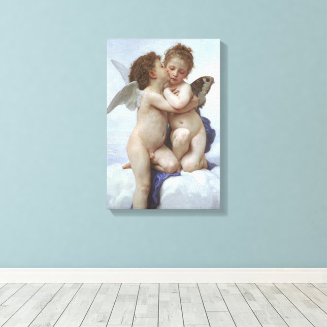 Toile Premier Baiser par Bouguereau, Anges victoriens d' (Insitu (Plancher de Bois))